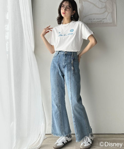大人女子必見！　綿100％「ディズニー」サイン風刺繍Tシャツ（半袖） ce1330037