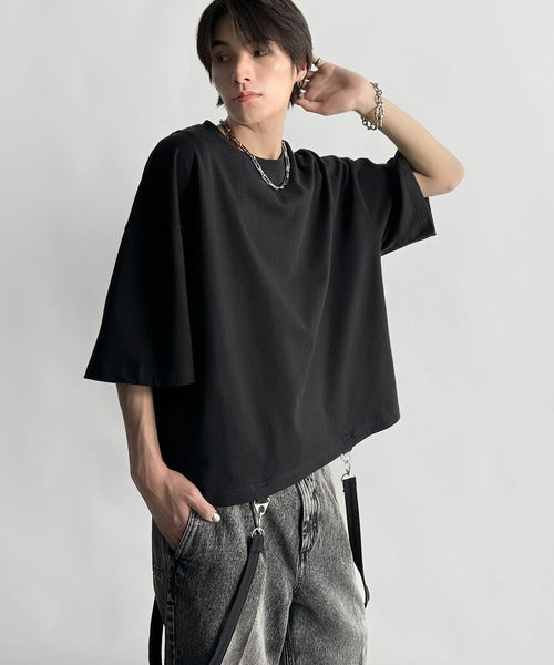 Belt Design Transformable Cropped T-Shirt／脱着式ベルトデザインショート丈Tシャツ co1150015