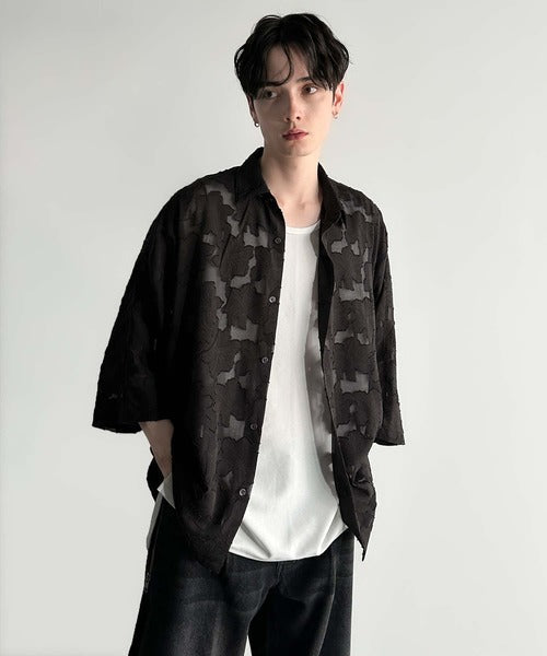 Sheer Jacquard Dolman Sleeve Shirt／フラワー柄シアージャカードドルマンシャツ co1150008