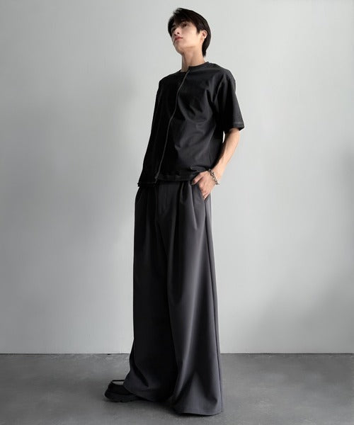 Asymmetric Stitch Design T-Shirt／アシンメトリーデザイン配色ステッチTシャツ co1150013
