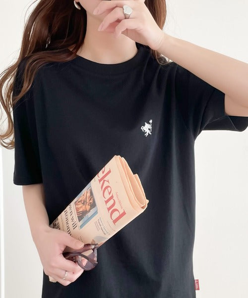 《Javaジャバコラボ》【sustaina+】大人の上級シンプル。滑らか綿100％ワンポイント刺繍Tシャツ jv1260113