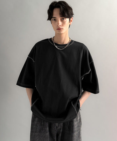 【Classical Origin】「1枚でも羽織でも。」インサイドアウト仕様2wayダブルジップTシャツ／Inside-Out Oversized Double-Zip 2way T-Shirt co1150018