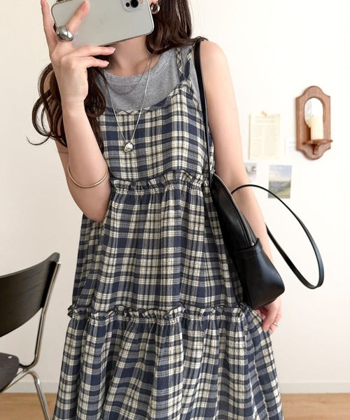 【mily bilet】360度どこから見ても大人可愛い!　切替シアーティアードキャミチュニック mi1019119