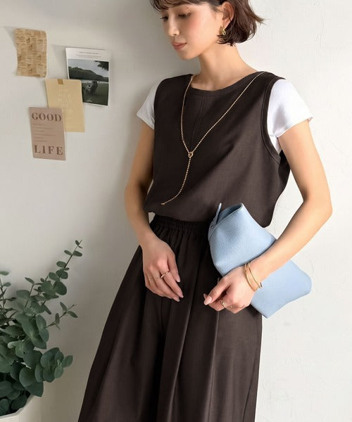 《JaVaジャバコラボ》前後で印象チェンジ♪前後2wayUネックツータックイージーサロペットパンツ jv0780086