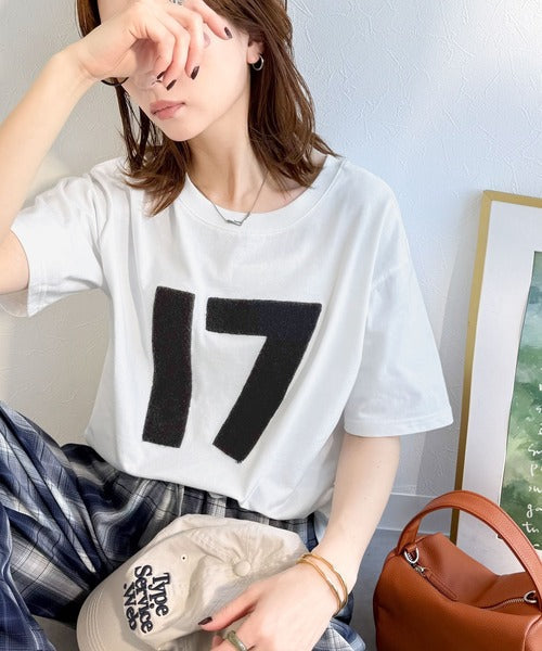 【前後2way】快適素材、立体刺繍がアクセントに♪綿100％デザインナンバリングサガラ刺繍T ce1350008