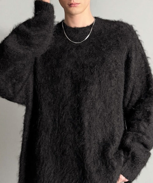 【Classical Origin】「深みのある1着。」ミックスシャギー素材クルーネックセーター／Mixed Shaggy Crew Neck Sweater co0780010