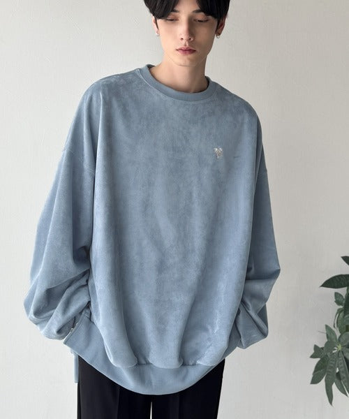 【Classical Origin】「やっぱりビッグシルエット！」スウェードポンチ素材ビックシルエットトレーナー（長袖）/Suede material big silhouette sweatshirt co1010030