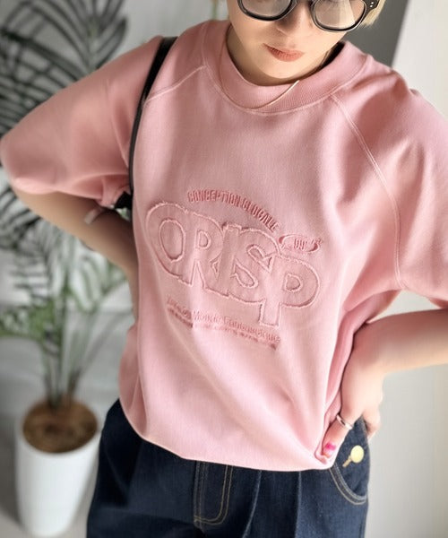 《JaVaジャバコラボ》裾はドロストでお好みのシルエットに。ヴィンテージライクな半袖ロゴスウェット jv1029126
