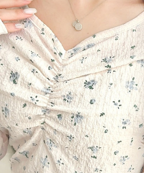 【mily bilet】花柄ふくれジャガードギャザープルオーバー mi1359024