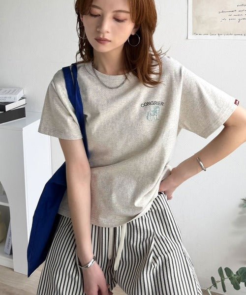 《JaVa ジャバコラボ》大人の遊び心をプラス。綿100％オオカミ刺繍Tシャツ（半袖） jv1330074