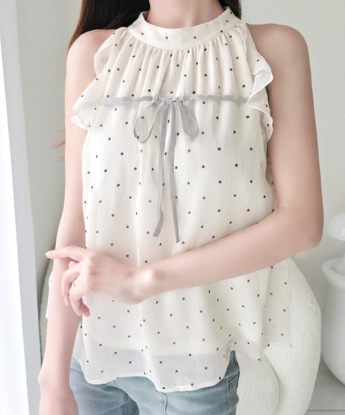 【mily bilet】洗練された大人フェミニン。アメスリ リボン付きフリルブラウス  チェック 花柄 ドット mi1019157