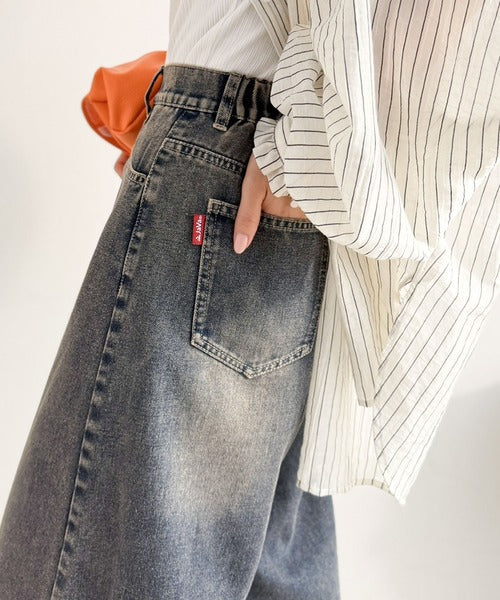 《JaVaジャバコラボ》ゆるっと可愛い、最旬シルエット。バレルレッグワイドカーブデニムパンツ jv1400004
