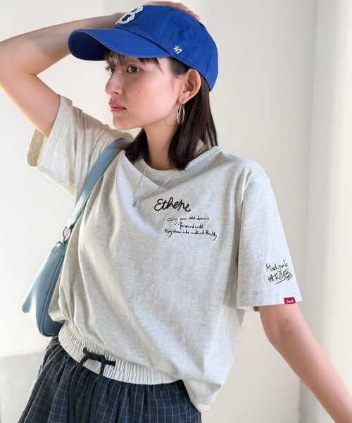 前後ダブル刺繍で、後姿だってぬかりなくかわいい♪ 綿100％グラフィック飛び刺繍Tシャツ (半袖) ce1260546