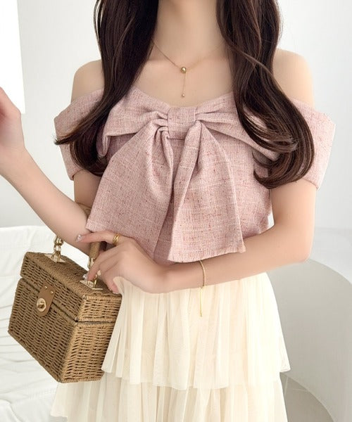 【mily bilet】一枚に大人可愛いを凝縮。リボンデザイントップス×チュールスカートドッキングキャミワンピース (ロング丈) mi1139113
