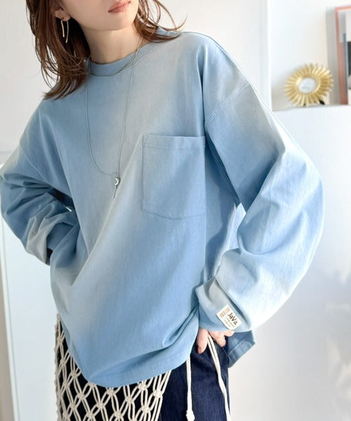 《JaVaジャバコラボ》垢抜け！大人のストリートstyleを作る。綿100％スプレーダイ加工オーバーサイズTシャツ（長袖） jv1020358