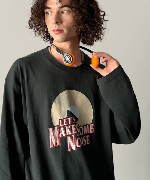 《JaVaジャバコラボ》「前後抜かりなし。」綿100%レコード盤レトロツアーロゴTシャツ（長袖） jo1150065