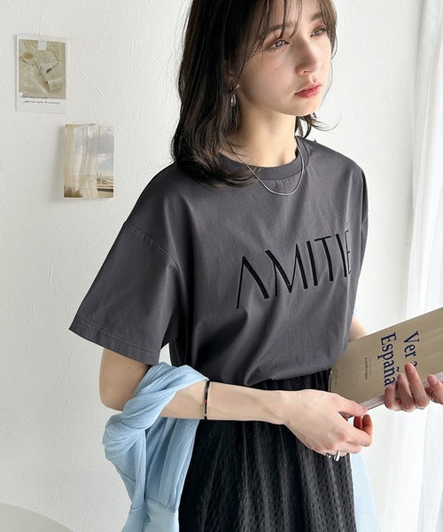 ワンランク上の大人シンプルベーシック。シルケット加工フロッキープリントTシャツ（半袖） ce1020202