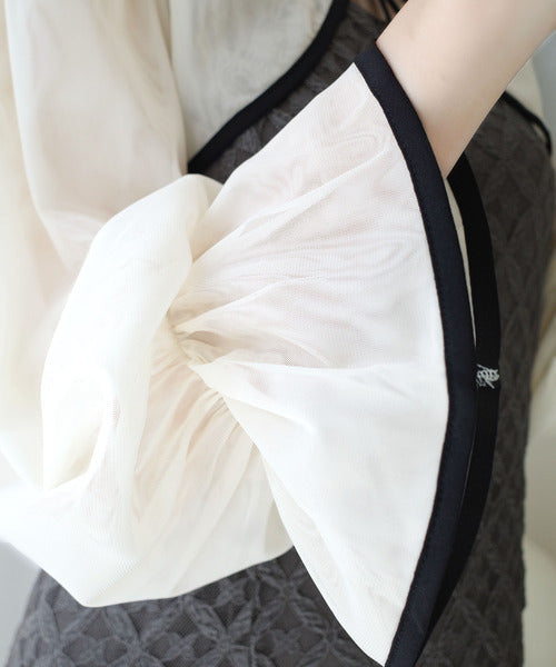 【mily bilet】トレンドをかわいく楽しんで♪パイピング配色シアーボレロセットアップ花柄レースキャミワンピース mi1139083