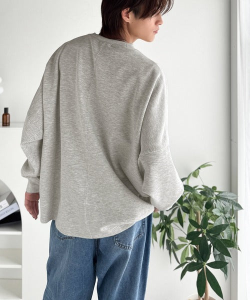 【Classical Origin】「大人シンプル。」ドルマンスリーブダンボール素材ビックTEE（長袖）／Dolman Cardboard Big Tee ao1260455