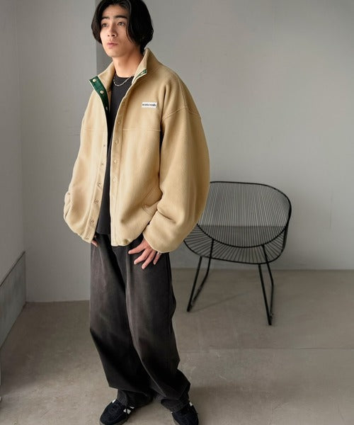 《JaVaジャバコラボ》いつものカジュアルをアップデート。ふんわり暖か配色フリースブルゾン（オーバーサイズ） jm1050393