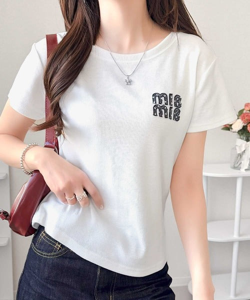 【mily bilet】スタイルよく、着心地いい。絶対使えるシンプルT♪ワッペンコンパクトTシャツ（半袖） mi1329084