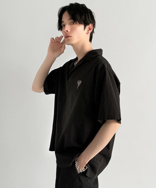 Cotton100%  Ripstop Open Collar Pullover Shirt／コットン100％リップストップ素材オープンカラープルオーバーシャツ co1150012