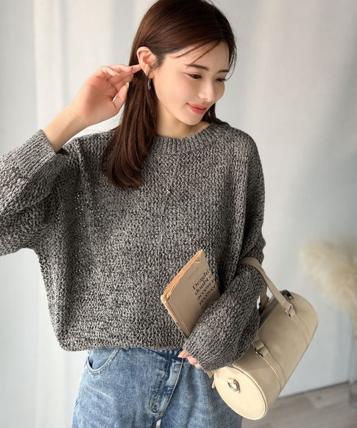 《JaVaジャバコラボ》肌見せも着心地も、大人仕様。ルーズシルエットメッシュ編みニット（長袖） jv1380001