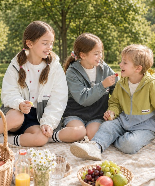 【キッズ】《JaVaジャバコラボ》親子お揃いできちゃう！季節の変わり目に嬉しい バイカラーナイロンジャケット jk1260081