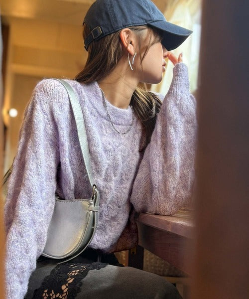 【mily bilet】ふんわり立体感で冬コーデを格上げ◎プレート使いポコポコミックスニットプルオーバー mi1259021