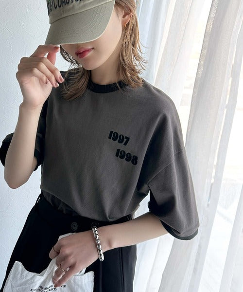 ゆるっとカジュアルに。半袖リンガーフロッキーテニスTシャツ ce1020214