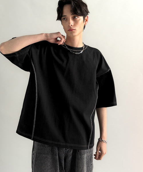 【Classical Origin】「1枚でも羽織でも。」インサイドアウト仕様2wayダブルジップTシャツ／Inside-Out Oversized Double-Zip 2way T-Shirt co1150018