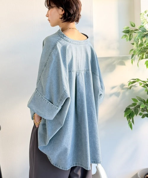 【Classical Evon】一枚でこなれ見え、品よく羽織れる。大人のライトデニムシャツ ev1070202