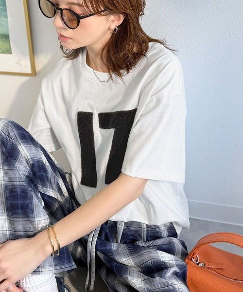 【前後2way】快適素材、立体刺繍がアクセントに♪綿100％デザインナンバリングサガラ刺繍T ce1350008