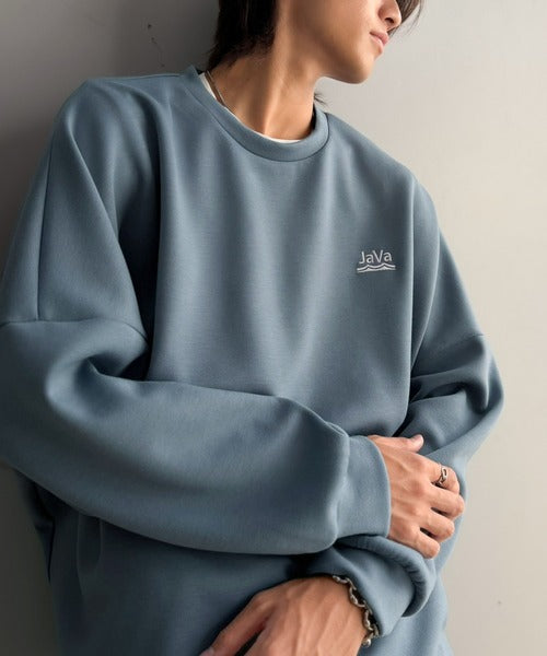 《JaVaジャバコラボ》大人の”質”にこだわった、カジュアルここにあり。胸刺繍ダンボール素材ドルマンスリーブクルーネックTシャツ（長袖） jo1010067