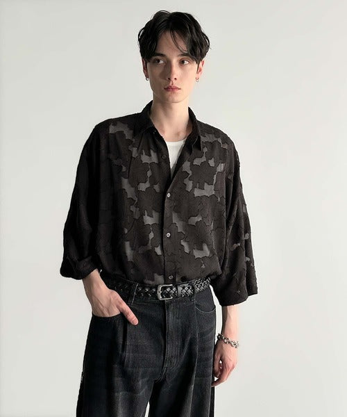 Sheer Jacquard Dolman Sleeve Shirt／フラワー柄シアージャカードドルマンシャツ co1150008