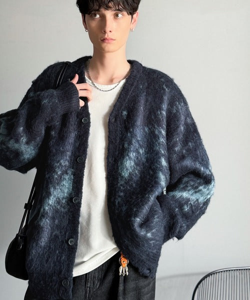 【Classical Origin】「まるで毛布。」モヘアライクシャギー素材Vネックカーディガン／Mohair-Like Shaggy Knit V-Neck Cardigan co0780003
