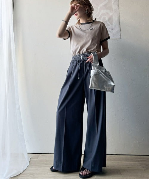【sustaina+】デイリースタイルをアップデート。オーガニックコットン混 綿100％胸刺繍リンガーTシャツ ce1260400