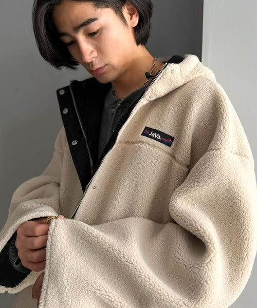 《JaVaジャバコラボ》「今日はどっちで着る？」2WAYで楽しむ リバーシブルフーディーブルゾン jv1070232