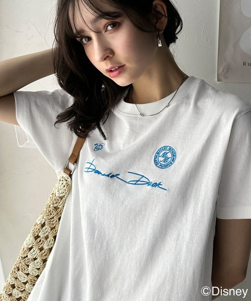 大人女子必見！　綿100％「ディズニー」サイン風刺繍Tシャツ（半袖） ce1330037