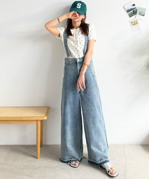 《AYA×クラシカルエルフコラボ》サスペンダーの着脱で印象ガラリ。2wayサスペンダー付きデニム（ワイド） ce1015106