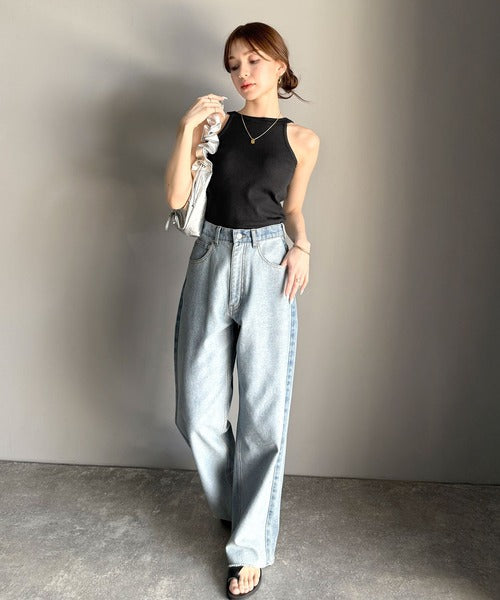【mily bilet】シンプルに1枚でも着られる♪カップ付きテレコリブアメスリタンクトップ mi1029123