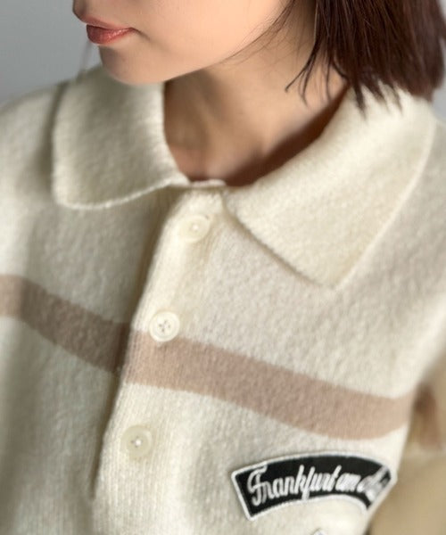 《JaVaジャバコラボ》魅せる、トラッド感。ワッペンデザインラガーポロニット（長袖） jv1029131