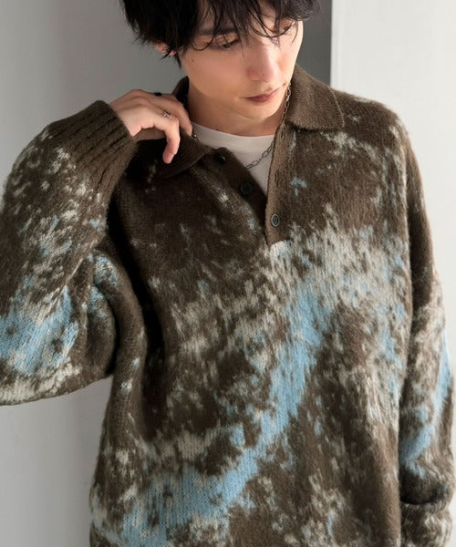 【Classical Origin】「まるで毛布。」モヘアライクシャギー素材ニットポロシャツ／Mohair-Like Shaggy Knit Polo Shirt co0780004