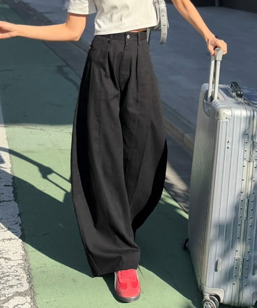 【mily bilet】後ろ姿映え確定♪インして可愛い、春夏のマストアイテム。 綿100%切り替えタックカーブパンツ mi0789011