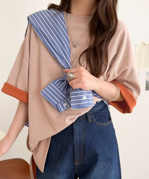 《JaVaジャバコラボ》ゆるシルエットに、ひとさじのアクセント。オーバーサイズ配色BIGTEE jv1110190