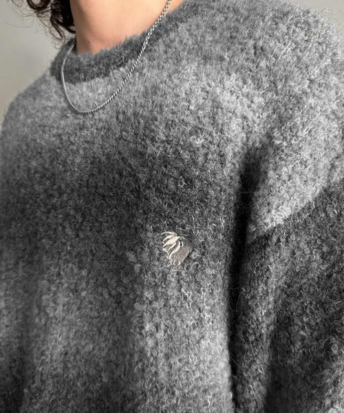 【Classical Origin】「質感で魅せる。」Gradient Boucle Knit Crew Neck Sweater／ブークレー素材グラデ―ションクルーネックセーター co0780013
