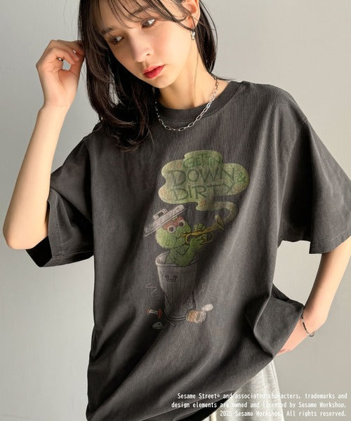 大人カジュアルにハマる。綿100％セサミキャラピグメント加工ビッグTシャツ cm1330004