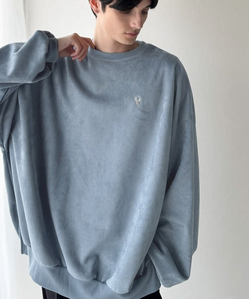 【Classical Origin】「やっぱりビッグシルエット！」スウェードポンチ素材ビックシルエットトレーナー（長袖）/Suede material big silhouette sweatshirt co1010030