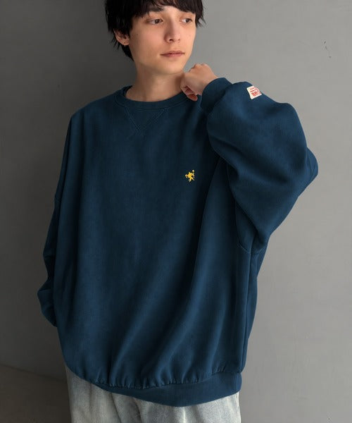 《JaVaジャバコラボ》刺繍が映える"ゆるっと"スウェット。胸刺繍ライトウェイト裏起毛ドルマントレーナー jo0780030