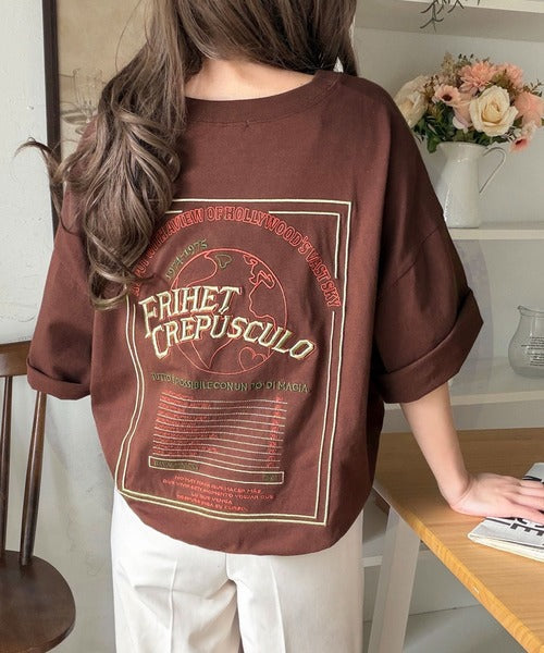 《JaVaジャバコラボ》背中で語る。綿100％バックグラフィック刺繍Tシャツ（半袖） jv1050357